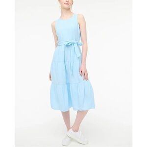 J. Crew Factory Sky Blue Belted Gauze Midi Dress Size 8
